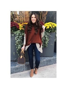 Chicwish Lie in Caramel Fields Striped Oversize Knit Cape Sweater OS